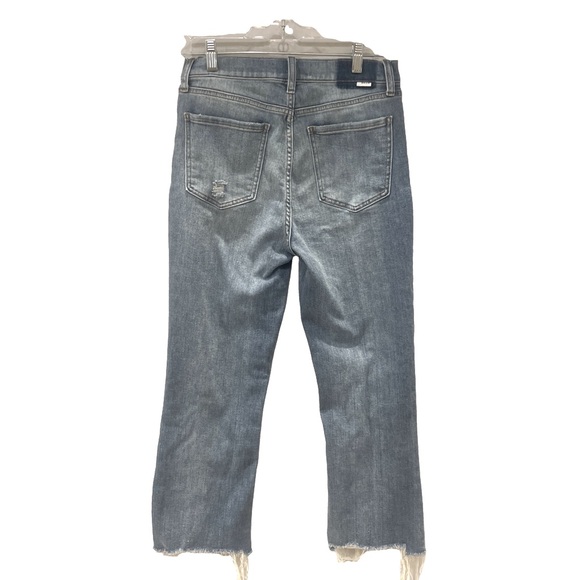 Daze Shy Girl High Waist Raw Hem Crop Flare Jeans - Picture 4 of 7